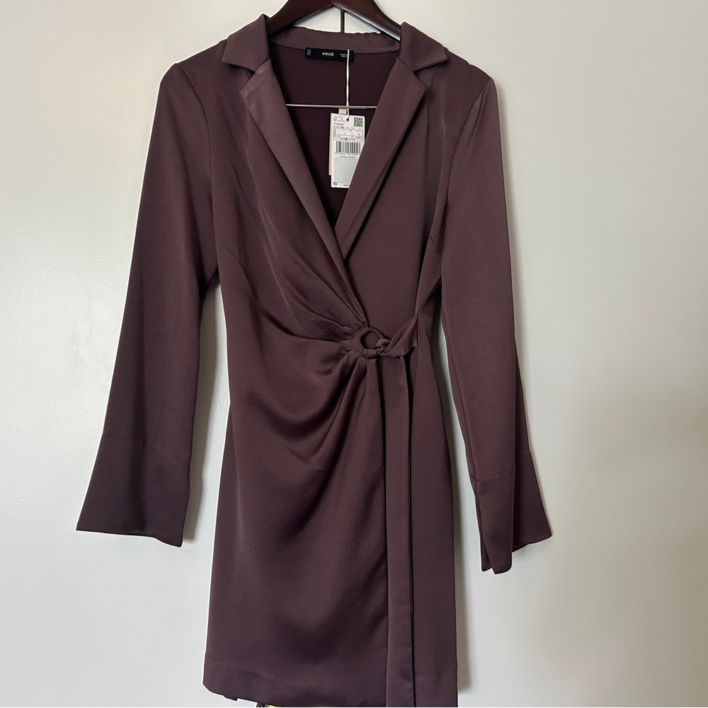 Mauve Satin Wrap Dress